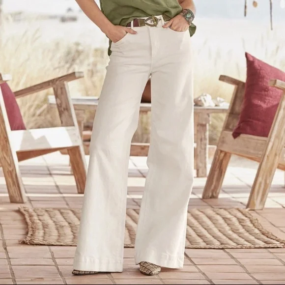 Driftwood Women Martha White Denim Wide Leg Jeans - Picture 1 of 5